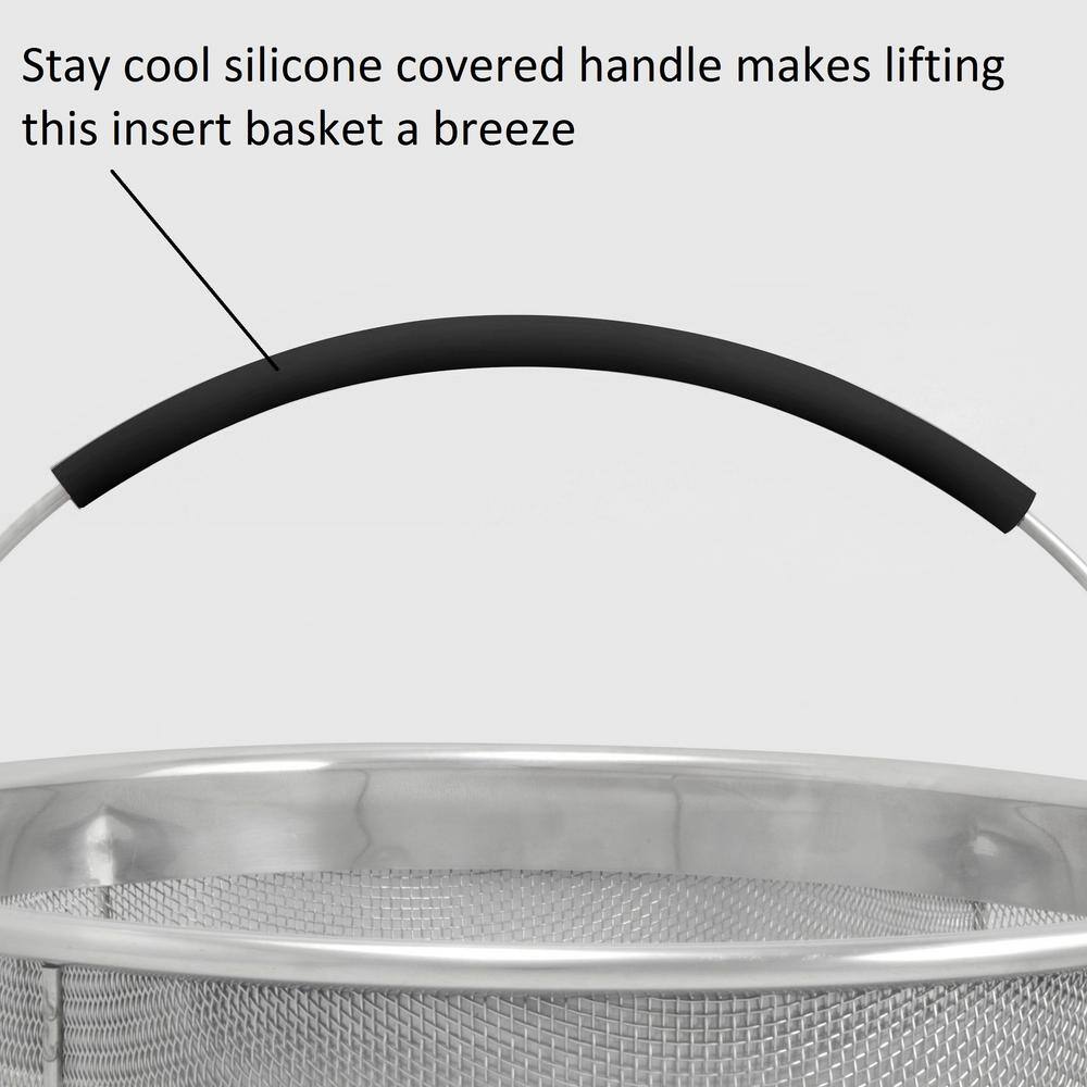 ExcelSteel 8.25" Stainless Steel Strainer Basket with Black Handle