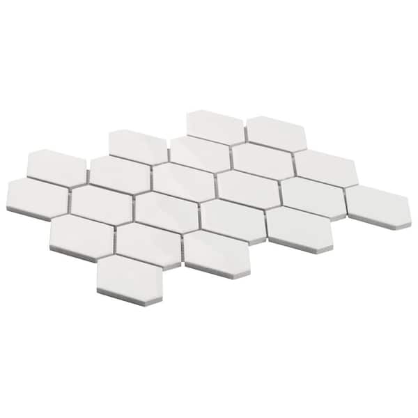 Medley Diamond Cloud White 10.39 in. x 12.55 in. Glossy Ceramic Mosaic Wall Tile (0.9 sq. ft./Each)