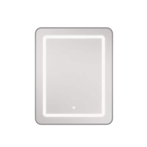 24 in. W x 30 in. H Bright Rectangular Silver Wall Mount LED Lighted Medicine Cabinet with Mirror