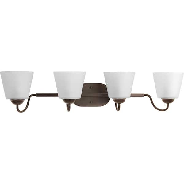 Progress Lighting Arden Collection 4-Light Antique Bronze Etched Glass Farmhouse Bath Vanity Light
