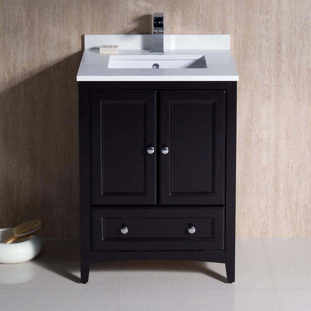 Espresso 24" Freestanding Single Sink Vanity with Quartz Top
