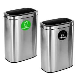 10 Gallon 40L Trash Can with Lid for Office Kitchen Metal Trash Can, Step  Trash Can Wastebasket, Room Large Recycling Stainless Steel Trash Can