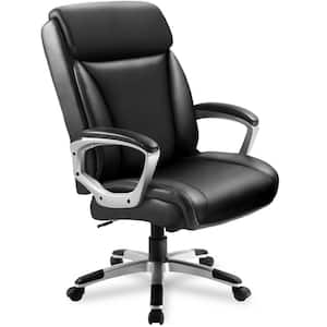 Black Office Computer Desk Chair Executive High Back Chair Adjustable PU Leather