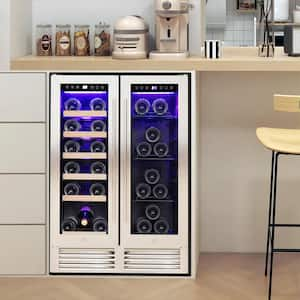 23.43 in. Dual Zone 18 Bottle and 56 Can Freestanding/Built-In Beverage and Wine Cooler in Stainless Steel