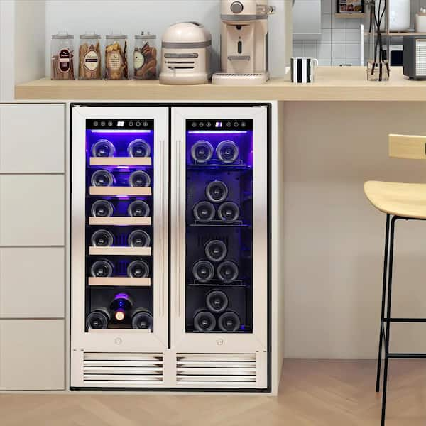 23.43 in. Dual Zone 18 Bottle and 56 Can Freestanding/Built-In Beverage and Wine Cooler in Stainless Steel