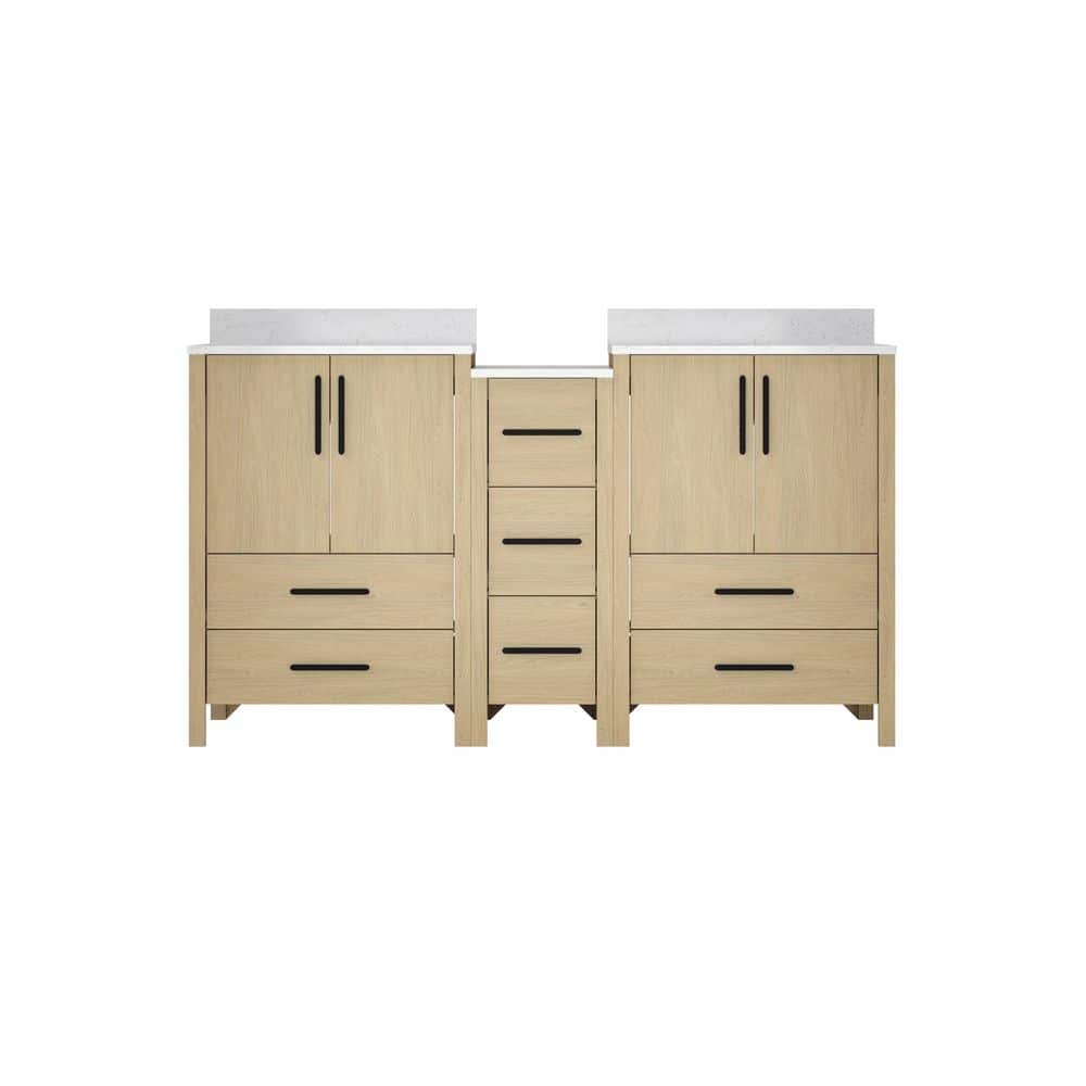 60 in. W x 22 in. D x 34 in. H Double Sink Freestanding Bath Vanity in Oak with White Carrara Cultured Marble Top price history on PriceWatchPro
