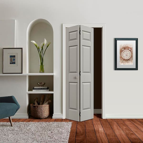 JELD-WEN 36 in. x 80 in. Colonist 6-Panel Light Gray Painted