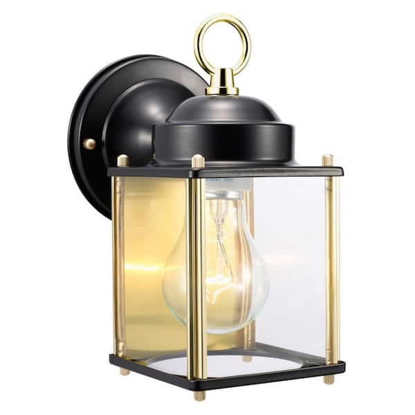 Design House Coach Polished Brass and Black Outdoor Wall-Mount Downlight Sconce