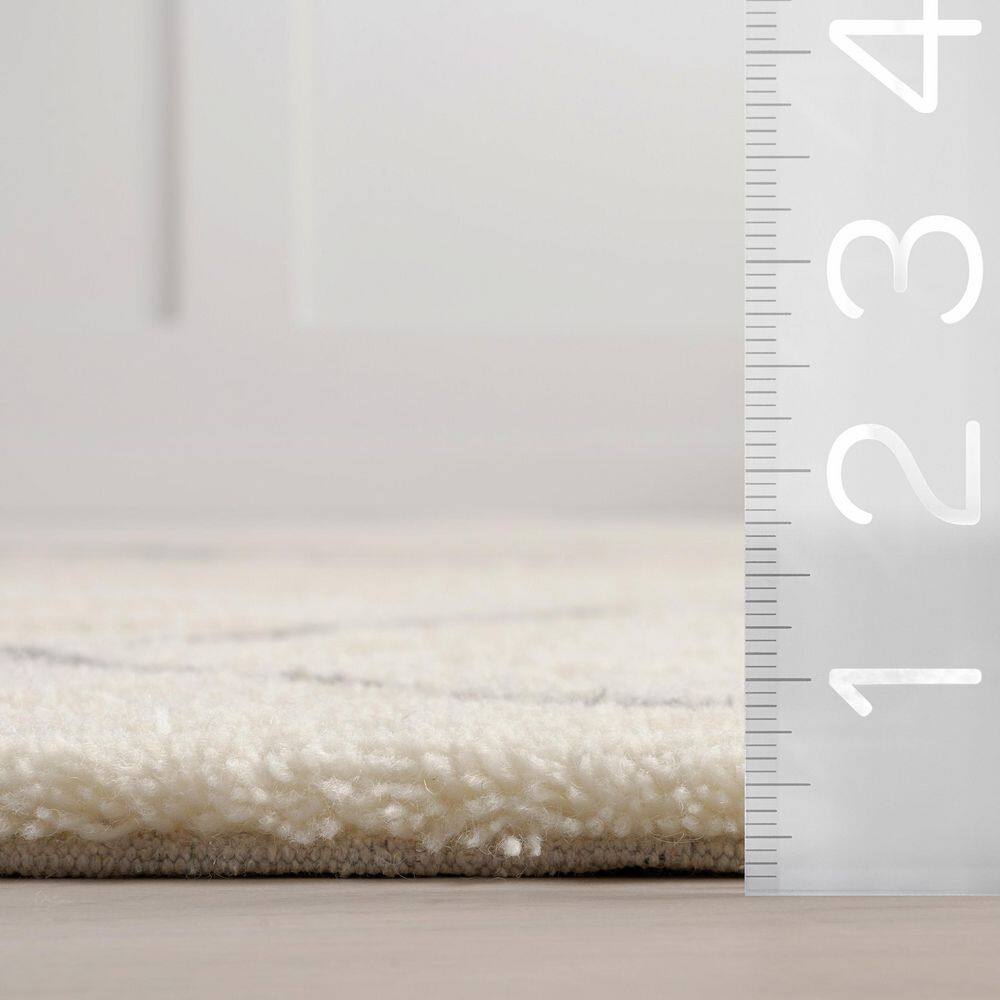 Ivory Wool Rectangular Handmade Trellis Area Rug, 3' x 5'