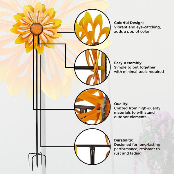 Alpine Corporation Sunflower Wind Spinner Garden Stake SLL2650