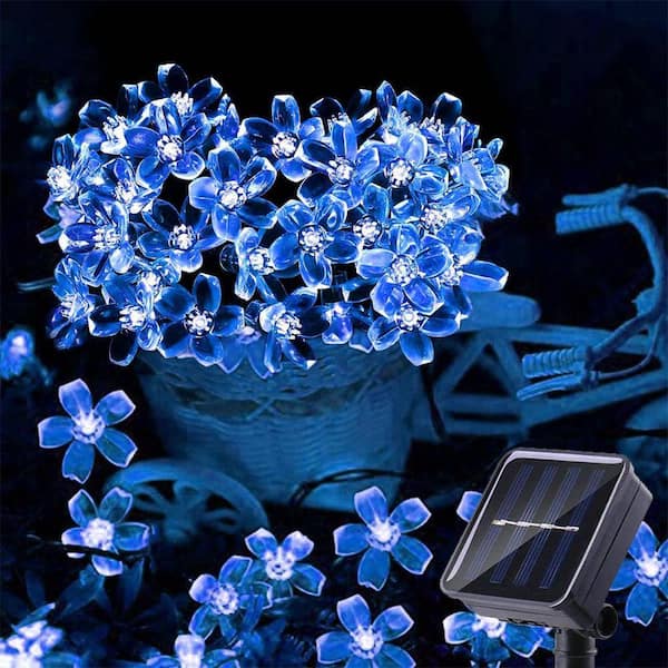 Blue ‎Plastic Solar Outdoor Flower String Lights Z0B2PBSJNT - The