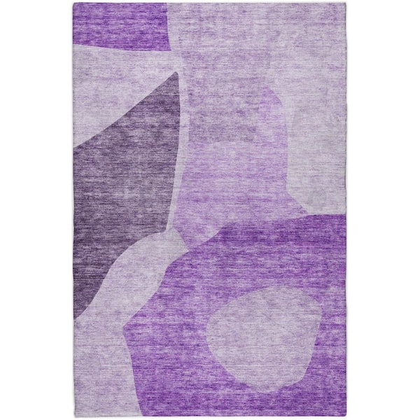 Dream Shag Premium Machine Washable Abstract ADS665 Eggplant 9 ft. x 12 ft. Area Rug