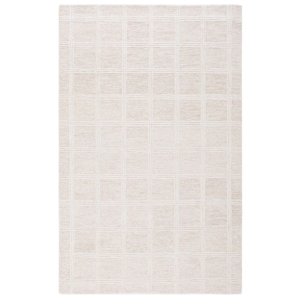 SAFAVIEH Pine 4 ft. x 6 ft. Beige/Ivory Solid Geometric Area Rug