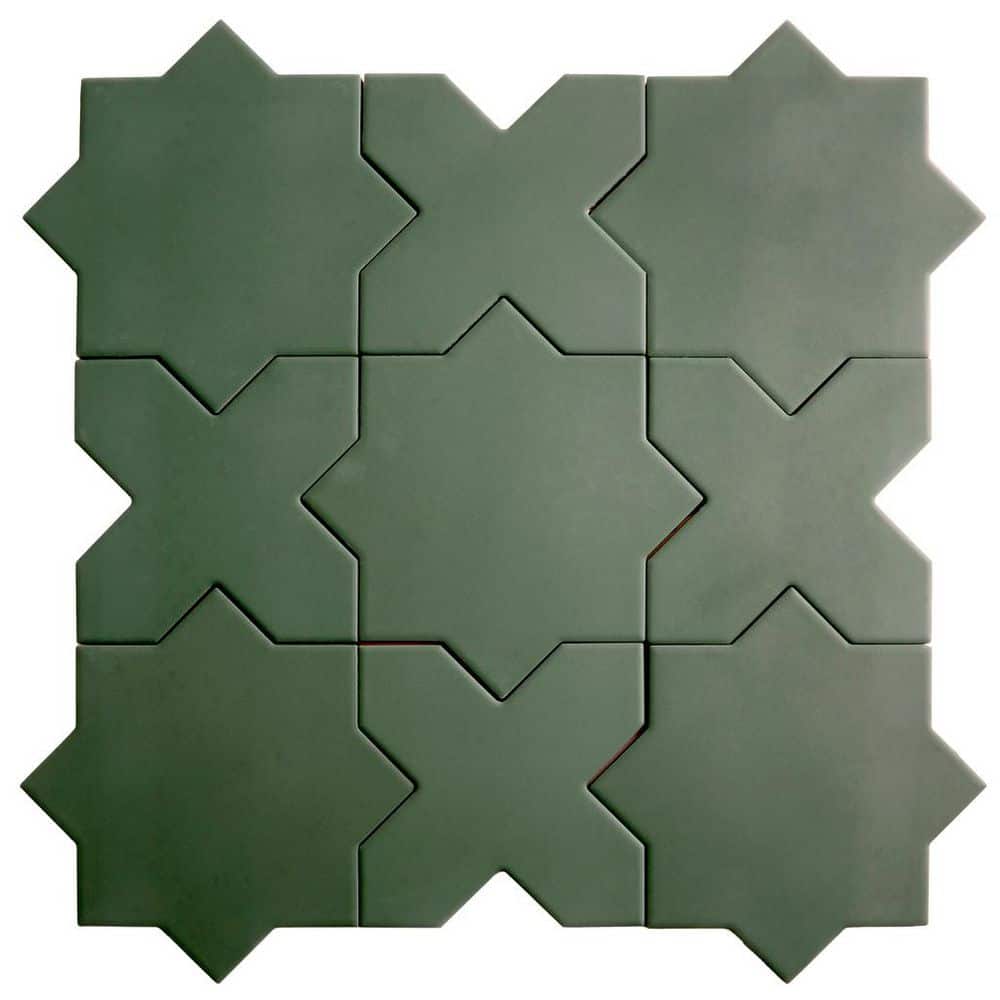 Seville 7 in. x 12 in. Sage Green Star & Cross Matte Porcelain Wall and Floor Sample Tile (0.51 sq. ft. ) price history on PriceWatchPro