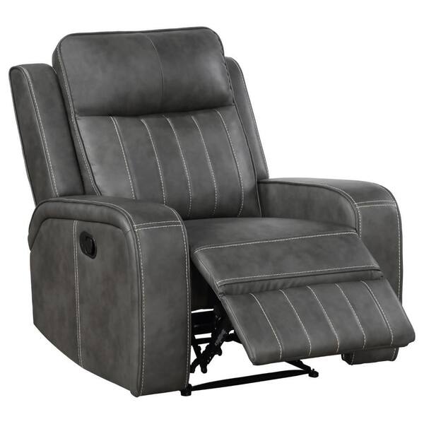 mokaren☆　0527 Benjara Josen Gray Faux Leather Glider Recliner Chair