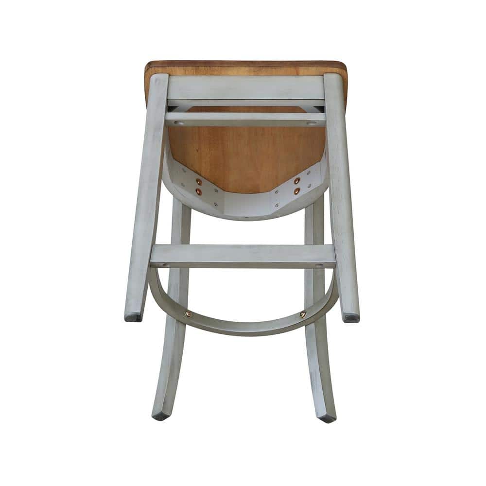 Emily Ladder Back Parawood Counter Stool - White & Heather Gray