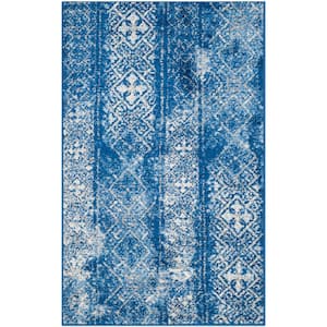 Home Dynamix Boho Andorra Transitional Damask Area Rug, Navy Blue/Ivory, 6'6x9'2