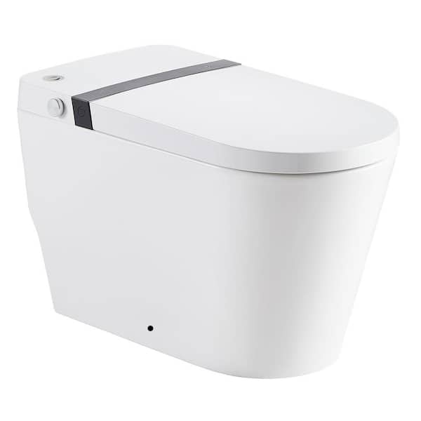 JimsMaison Elongated Smart Bidet Toilet in White with Foot Sensor and Heat Seat