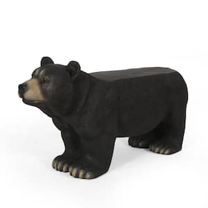 Black Stone Bear Outdoor Bench Garden Stool