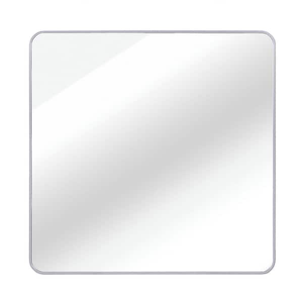 White 30 in. W x 30 in. H Small Square Framed Decorative Wall Mount Bathroom Vanity Mirror