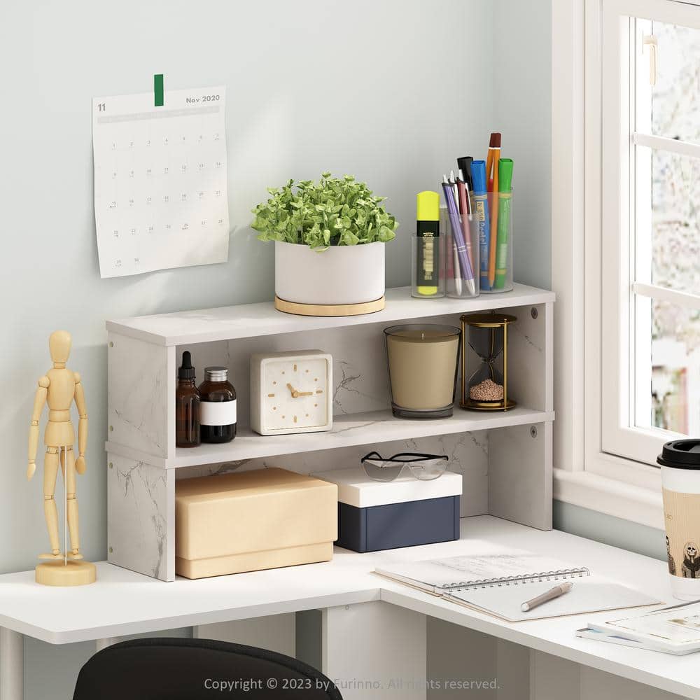 Helena 24" White Wood Grain Stackable Organizer Shelf Set