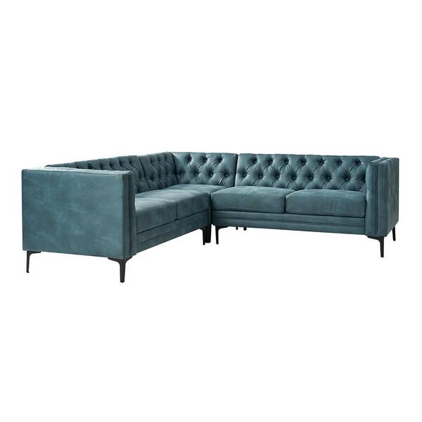 Blue leather corner sofa discount