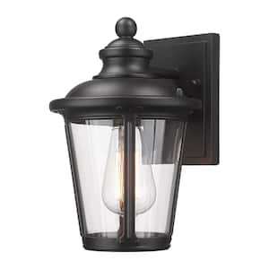 1-Light Black Aluminum Outdoor Hardwired Waterproof Outdoor Lighting Fixture Wall Lantern Sconce with No Bulbs Included