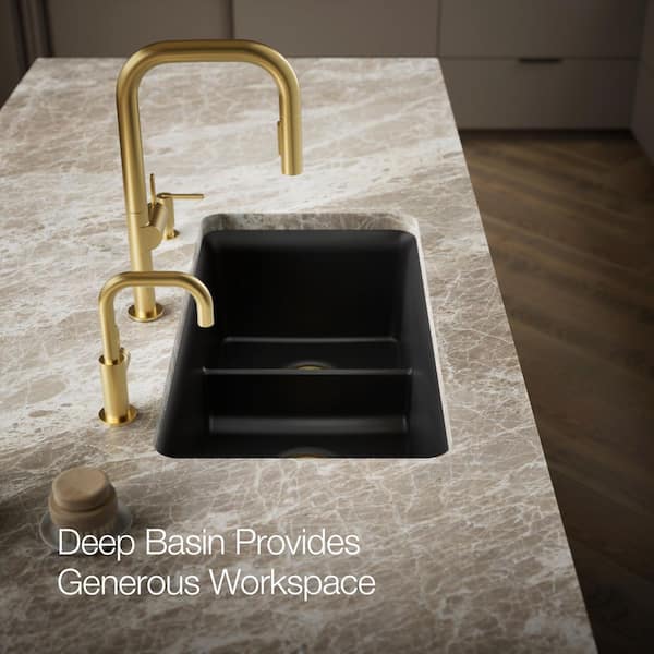 KOHLER Cairn Matte Black Granite Composite 33 .5 in. Double Bowl
