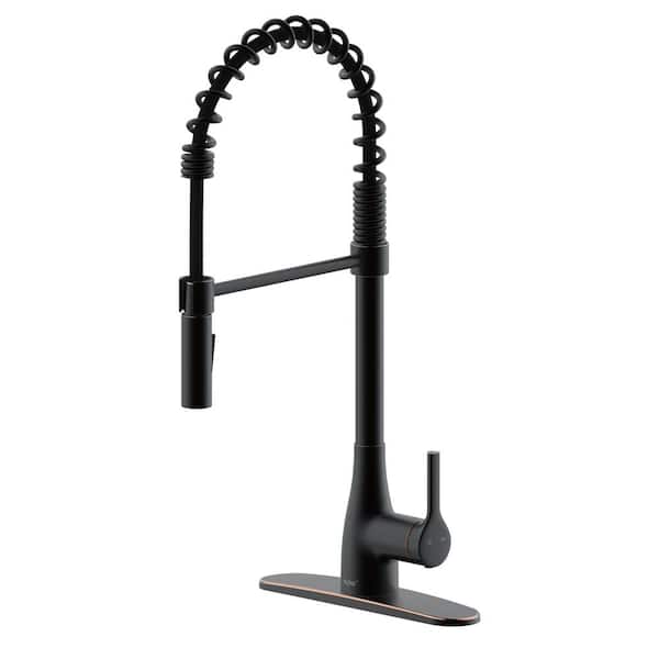 FLOW Classic Series Single-Handle Pull-Down Spring Neck Sprayer Kitchen Faucet in Oil Rubbed Bronze