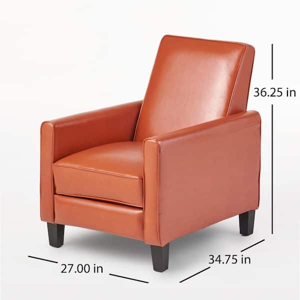 Noble House Darvis Burnt Orange Leather, Leather Recliner Club Chair