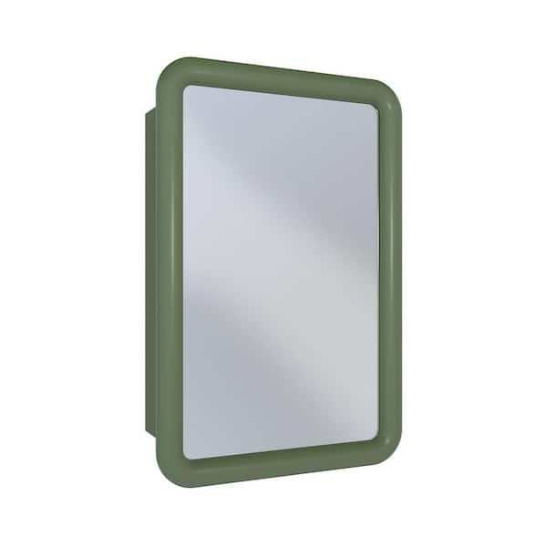 Plaisir 18 in. W x 27 in. H Recessed/Wall Mount Rectangular Medicine Cabinet with Mirror in Green