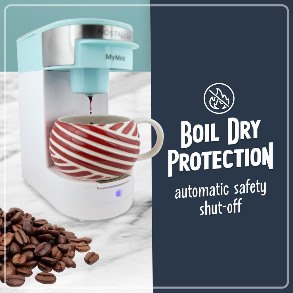 Aqua and White Single Serve Coffee Maker with Reusable Filter