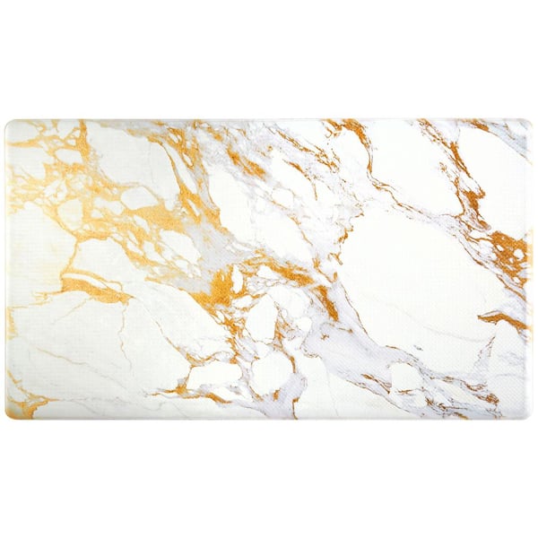 Home Dynamix Christian Siriano Cook N Comfort Marble Gold 20 in. x 36 in. Anti Fatigue Kitchen Mat