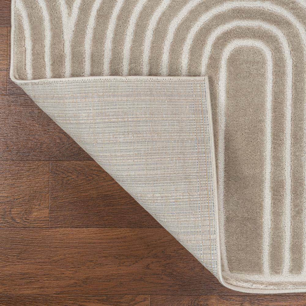 Beige and Cream Striped Arches Polyester 3x5 Area Rug
