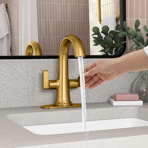 Setra Single Hole 2-Handle Monoblock Bathroom Faucet in Vibrant Moderne Brushed Brass