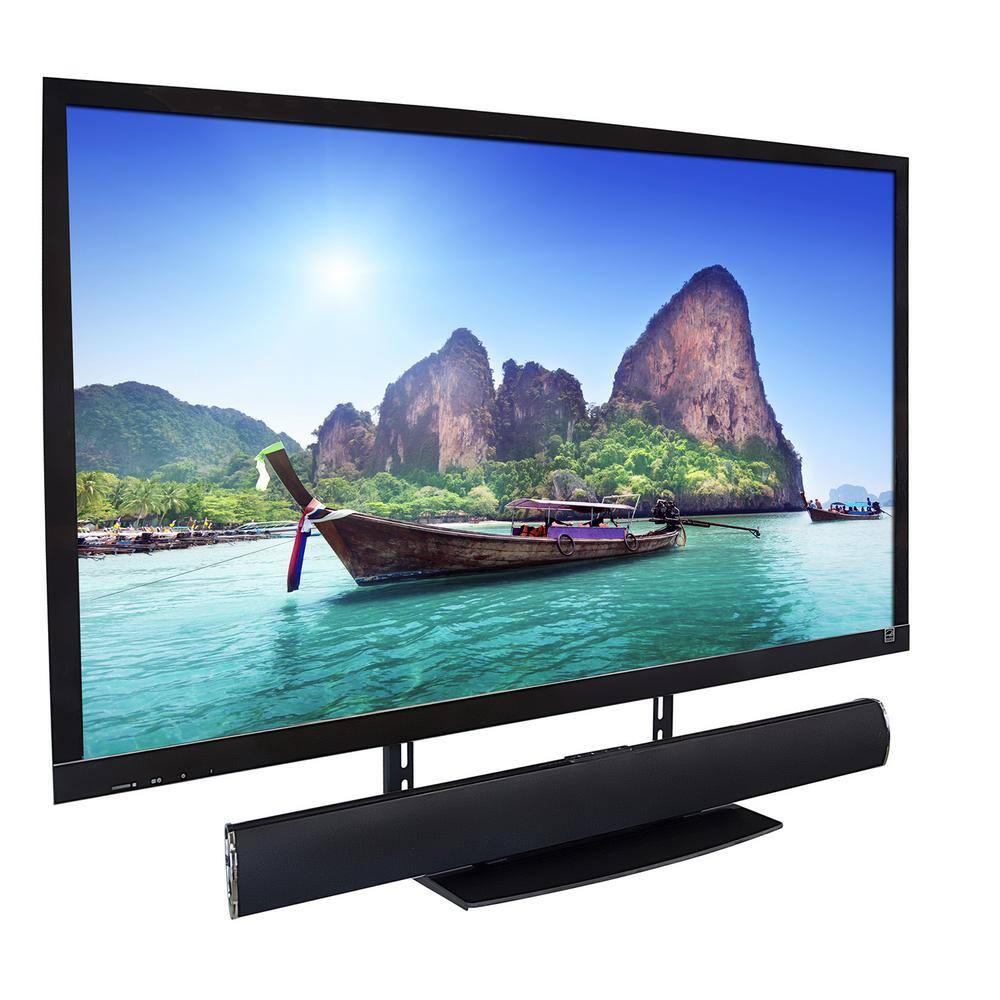 Black Tempered Glass TV Wall Mount Shelf with High-Gloss Finish