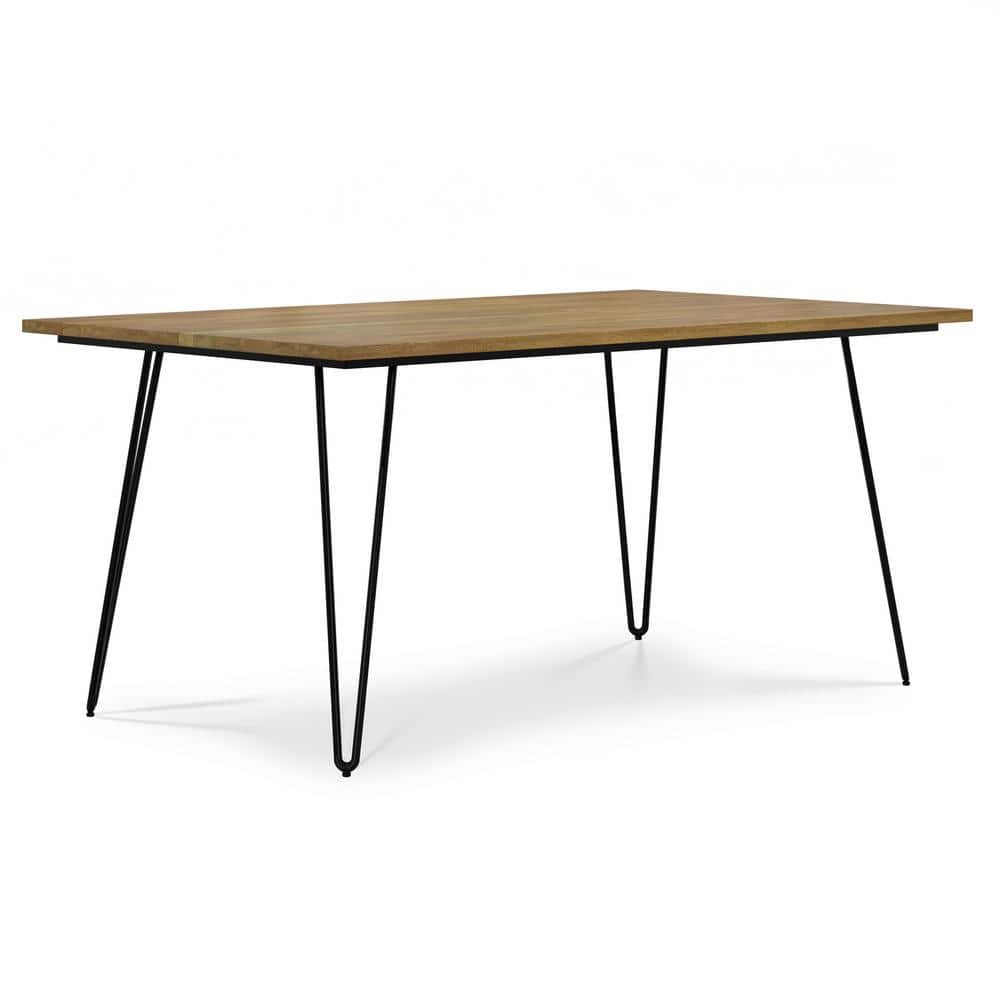 Hunter Light Brown Mango Wood Industrial Dining Table with Black Metal Legs