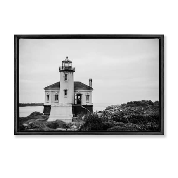 Stupell Industries Looking Out Lighthouse by Nathan Larson Black Floater Frame Architecture Graphic Art Print 17 in. x 25 in.