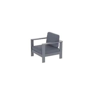 Stationary Aluminum Outdoor Lounge Chair with Charcoal Cushion (2-Pack)