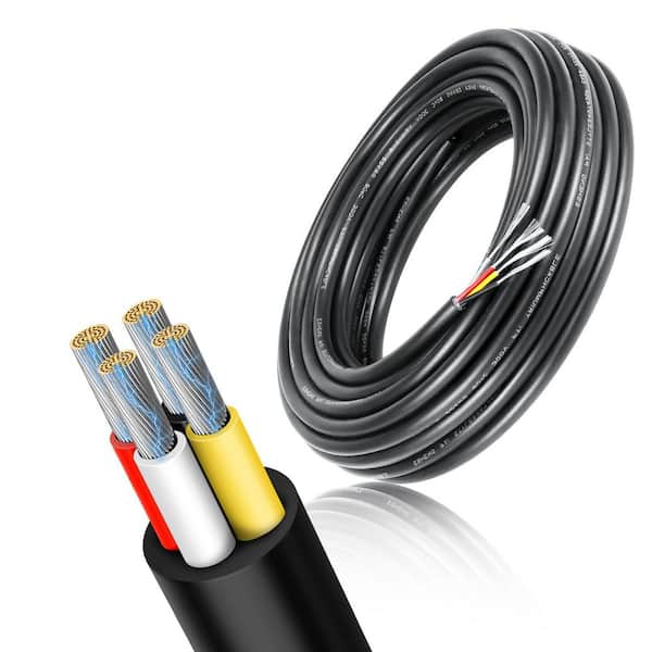 10ft. 20/4 Tinned Copper 4-Wire Cable PVC Jacket, Stranded Electrical Wires for Speaker, Automotive, Thermostat, Trailer