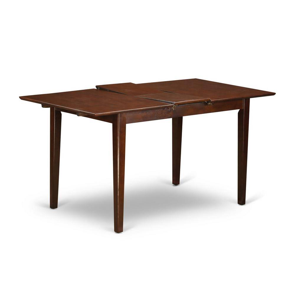 3-Piece Mahogany Finish Rectangular Solid Wood Top with Butterfly Leaf Dining Table Set