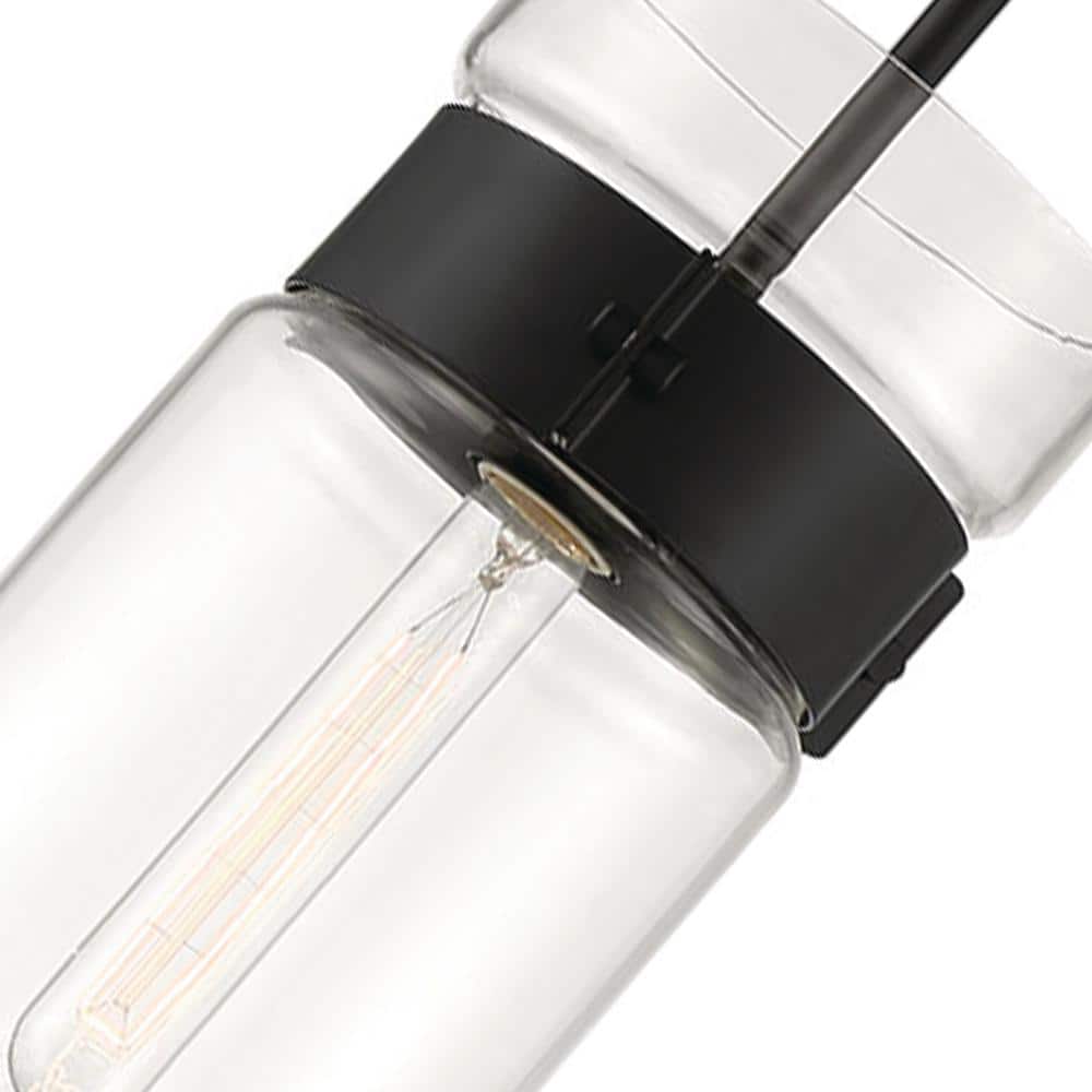 Midnight LA Matte Black Glass Pendant Light, 6 in W x 13 in H