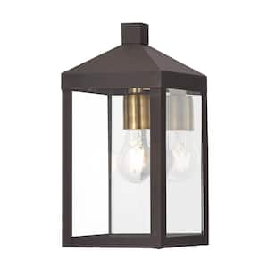 Creekview 12.75 in. 1-Light Bronze Outdoor Hardwired Wall Lantern Sconce with No Bulbs Included