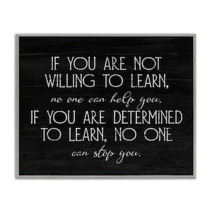 Determined To Learn Motivational by Lil' Rue Gray Framed Giclee Art Print Typography 11 in. x 14 in.