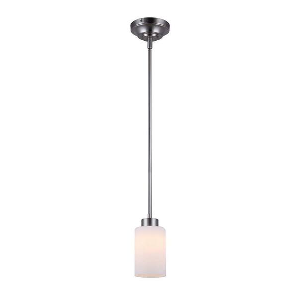 CANARM Beecher Brushed Nickel LED Pendant with Flat Opal Glass