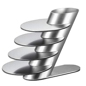 Remy 4 in. Stainless Steel Round Coasters and Holder (4-Pack)