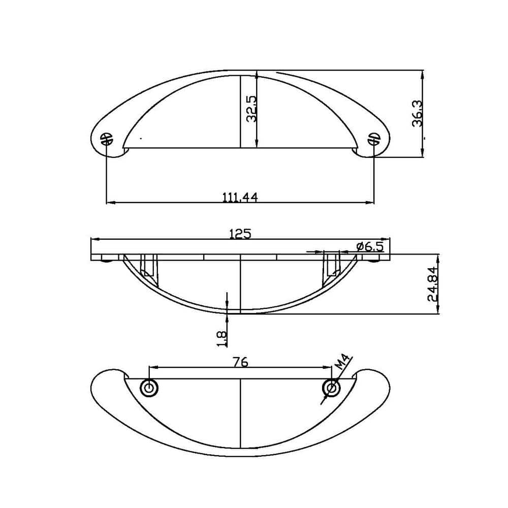 Oil-Rubbed Bronze Traditional Cup Cabinet Pull with Mounting Hardware