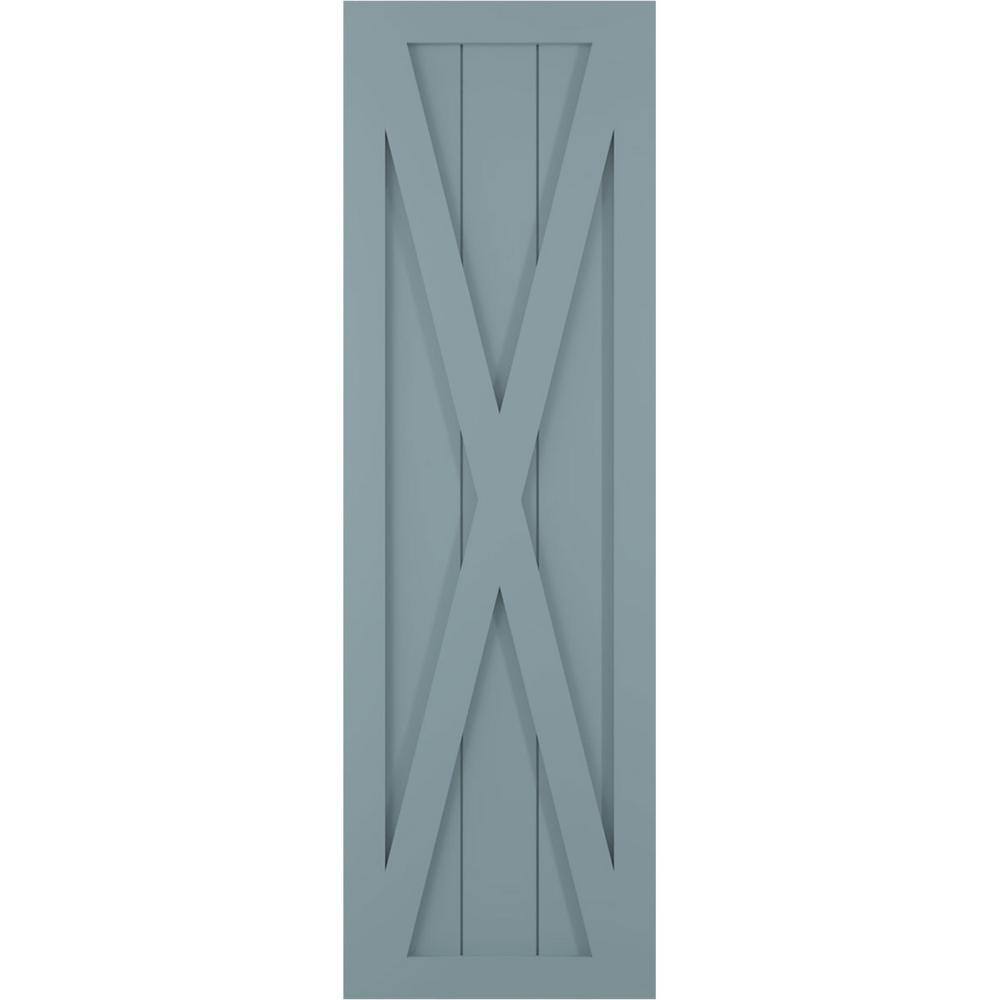 15 in. x 63 in. True Fit PVC Single X-Board Farmhouse Fixed Mount Board and Batten Shutters Pair in Peaceful Blue price history on PriceWatchPro