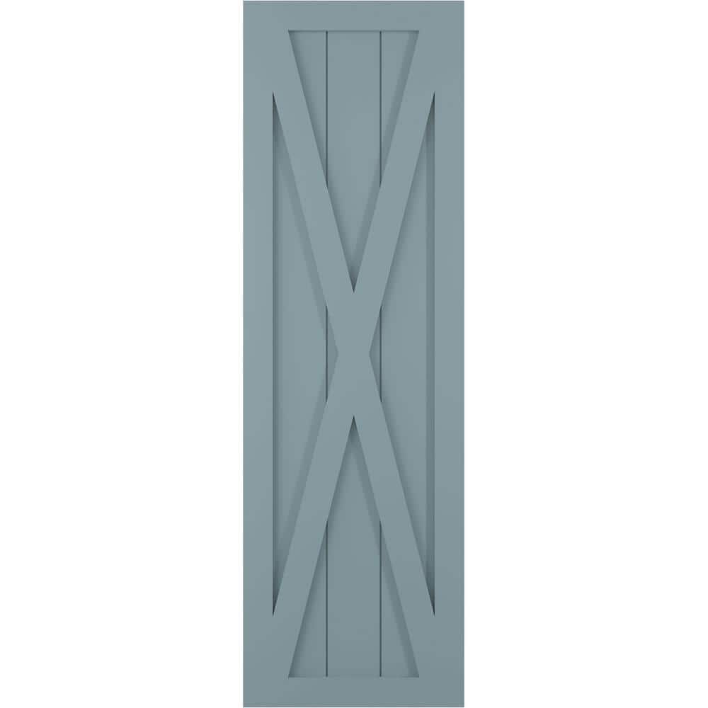 18 in. x 55 in. True Fit PVC Single X-Board Farmhouse Fixed Mount Board and Batten Shutters, Peaceful Blue (Per Pair) price history on PriceWatchPro