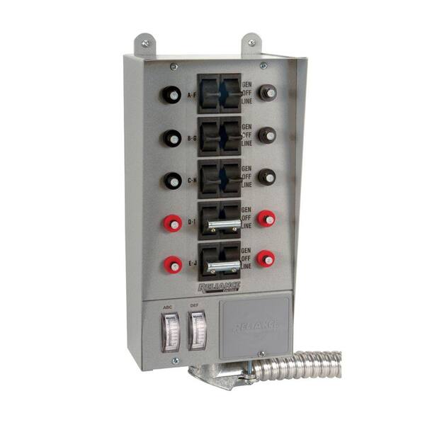 Reliance Controls 50-Amp 10-Circuit Transfer Switch